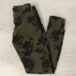 Lucky Brand Mid Rise Ava Skinny Jean Army Green Floral